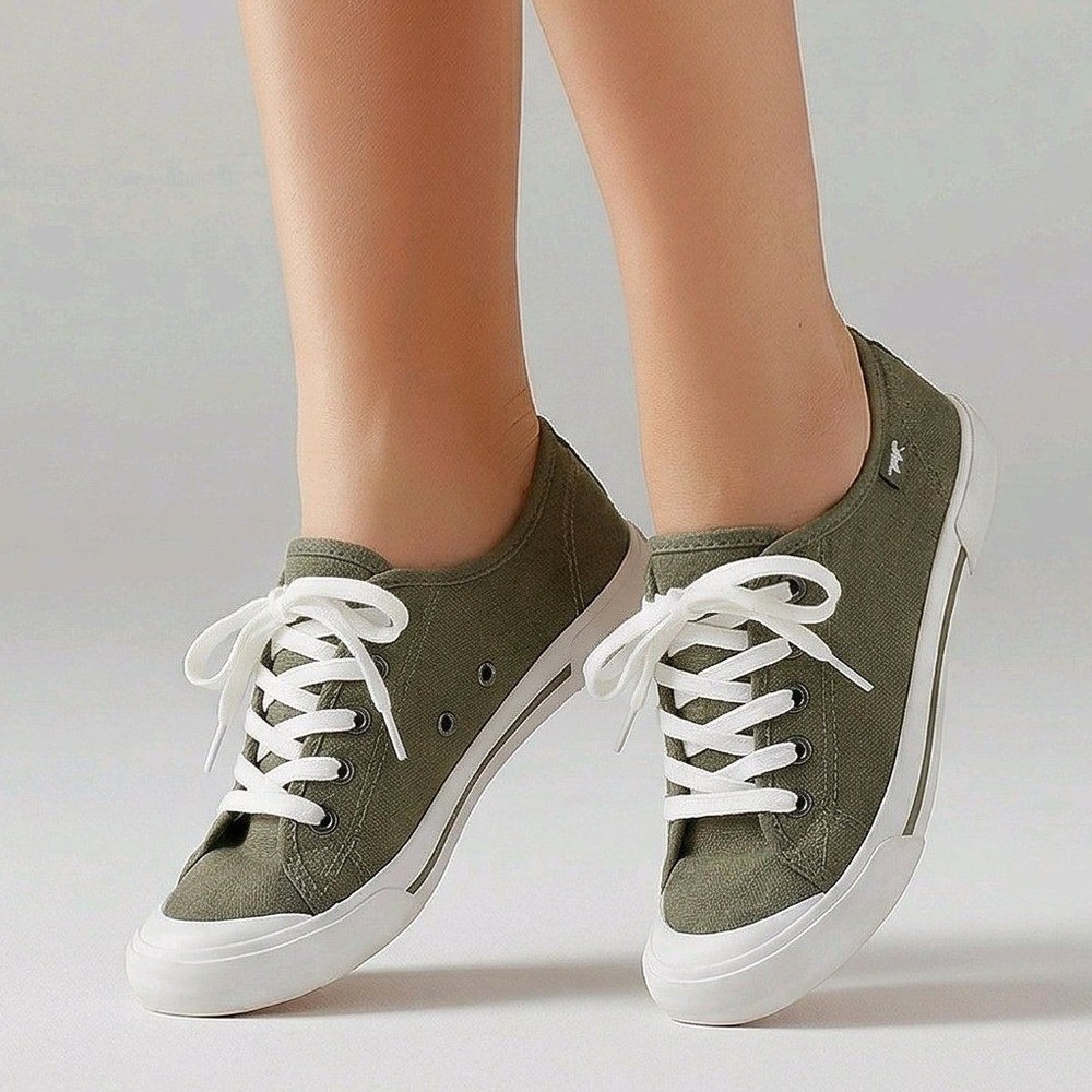Rocket Dog Sneakers Olive Green Canvas Low Top Casual Lace Up Size 7.5